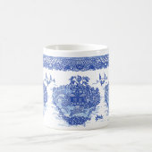 ブルーウィローウサギの島動物おもしろい芸術 コーヒーマグカップ (中央)