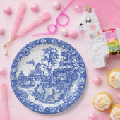 ブルーウィローウサギクラシックお洒落クラックルルック ペーパープレート (パーティー)