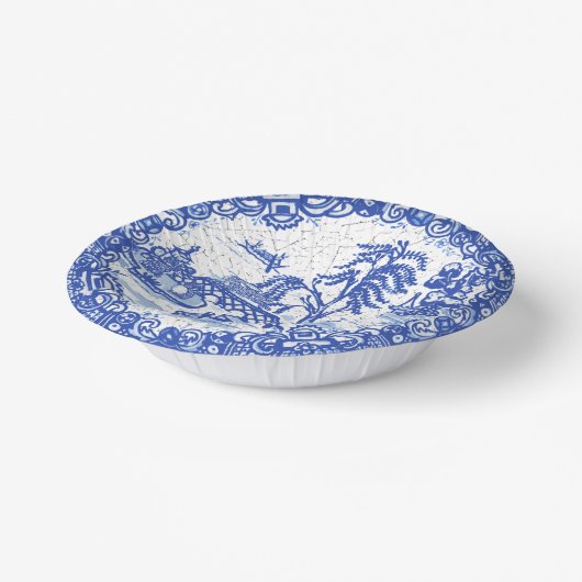 ブルーウィローウサギクラシック陶芸お洒落 ペーパーボウル (傾斜あり)