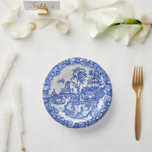 ブルーウィローウサギクラシック陶芸お洒落 ペーパーボウル