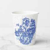 ブルーウィローウサギクラシック陶芸お洒落 紙コップ (裏面)