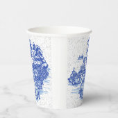 ブルーウィローウサギクラシック陶芸お洒落 紙コップ (右)