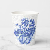 ブルーウィローウサギクラシック陶芸お洒落 紙コップ (正面)