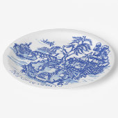 ブルーウィローウサギ島お洒落陶器の外観 ペーパープレート (アングル)