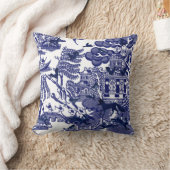 ブルーウィローウッドランド動物お洒落キツネウサギ クッション (ブランケット)