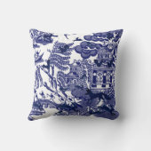 ブルーウィローウッドランド動物お洒落キツネウサギ クッション (裏面)