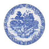 ブルーウィローキツネお洒落フローラシーンバード カッティングボード (正面)