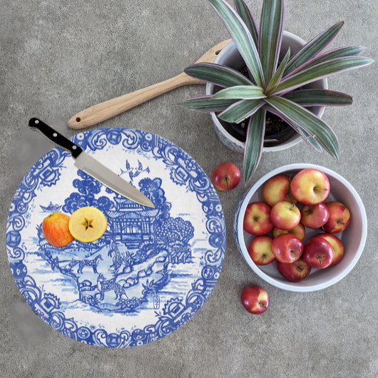 ブルーウィローキツネお洒落フローラシーンバード カッティングボード