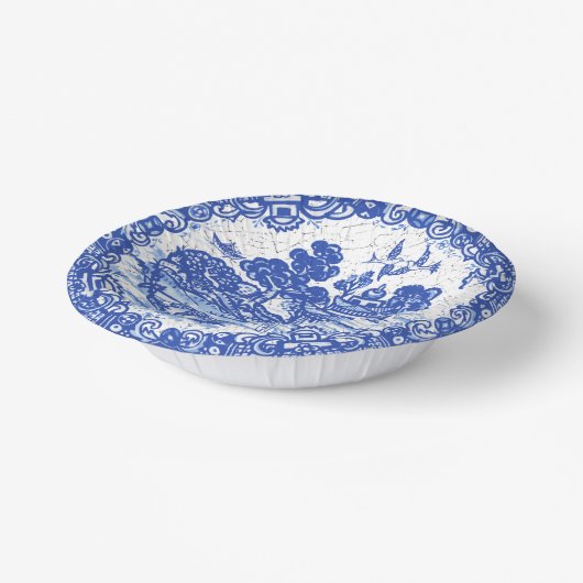 ブルーウィローキツネアイランドアジアテンプルガーデンクラックル ペーパーボウル (傾斜あり)