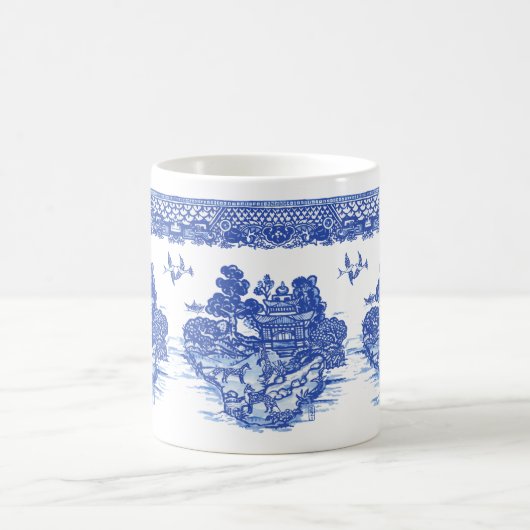 ブルーウィローキツネアイルオブアニマルズクラシックおもしろいデザイン コーヒーマグカップ (中央)