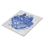 ブルーウィローキツネキツネフローラアンティークパゴダバード タイル (側面)