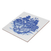 ブルーウィローキツネキツネフローラアンティークパゴダバード タイル (側面)