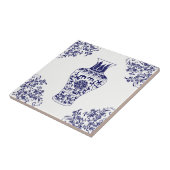 ブルーウィローチャイノジュリーホワイトとブルージンジャージャー タイル (側面)