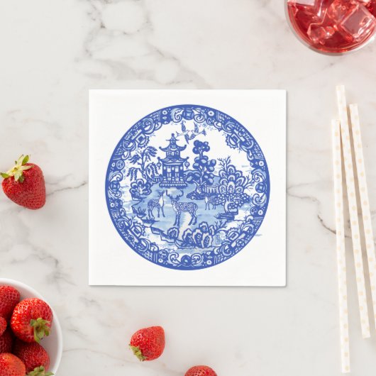 ブルーウィローディアアジアテンプルガーデンアートナプキンス スタンダードカクテルナプキン (インサイチュ)