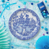 ブルーウィローディアアジア寺院のガーデンクラックルルルック ペーパープレート (パーティー)