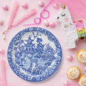 ブルーウィローディアアジア寺院のガーデンクラックルルルック ペーパープレート (パーティー)