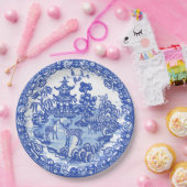 ブルーウィローディアアジア寺院ガーデンアート ペーパープレート (パーティー)