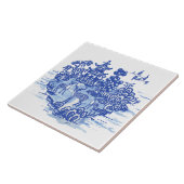 ブルーウィローディアヘルドアンティークパゴダフェニックス タイル (側面)