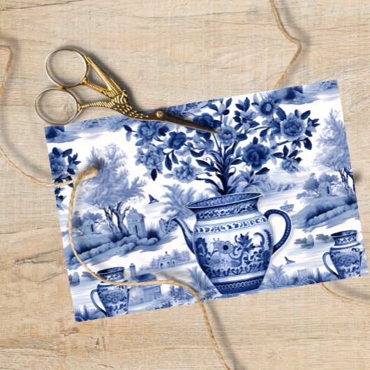 ブルーウィローデクページ花器フローラ 薄葉紙