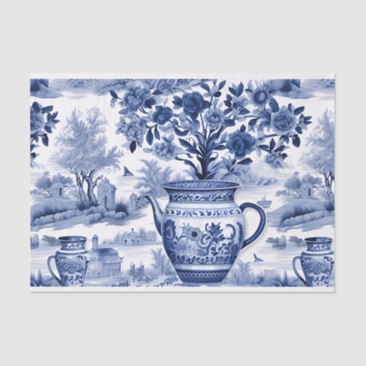 ブルーウィローデクページ花器フローラ 薄葉紙 (正面)