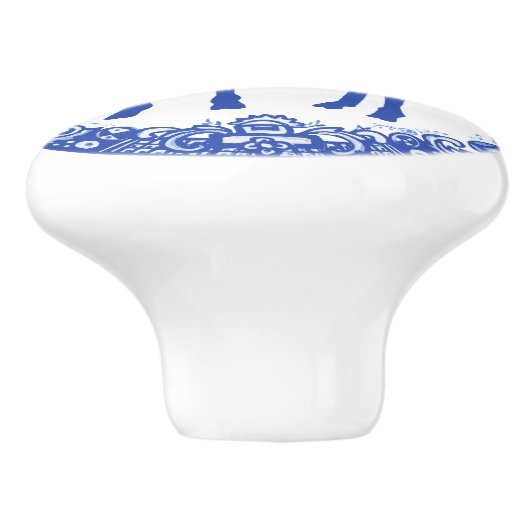 ブルーウィローデザインフローラディアドー顔離れ セラミックノブ (側面)