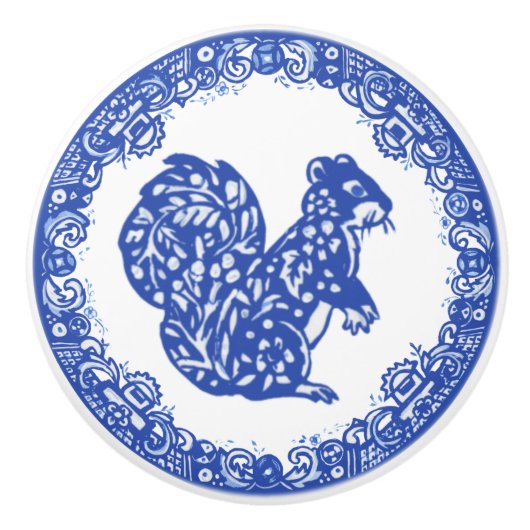 ブルーウィローデザインリスお洒落顔右 セラミックノブ (正面)