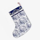 ブルーウィローデザイン スモールクリスマスストッキング (裏面 (吊り時))