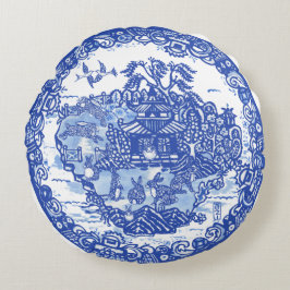 ブルーウィローバニーウサギフローラIアイルオブアニマルズ ラウンドクッション