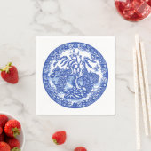 ブルーウィローピーコックアイランドアジアテンプルガーデンアート スタンダードカクテルナプキン (インサイチュ)