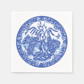 ブルーウィローピーコックアイランドアジアテンプルガーデンアート スタンダードカクテルナプキン (正面)