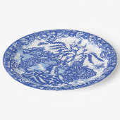 ブルーウィローピーコックアイランドアジアテンプルガーデンアート ペーパープレート (アングル)