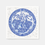 ブルーウィローピーコックテンプルガーデンクラックルルルック スタンダードカクテルナプキン (正面)