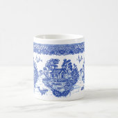 ブルーウィローラッキーキャットコイおもしろい コーヒーマグカップ (中央)