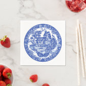 ブルーウィローラッキーキャットコイバードアジアテンプルガーデン スタンダードカクテルナプキン (インサイチュ)