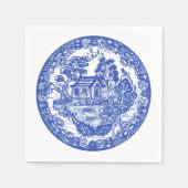 ブルーウィローラッキーキャットコイバードアジアテンプルガーデン スタンダードカクテルナプキン (正面)