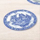 ブルーウィローラッキーキャットコイポンド中国テンプユニークル ラウンドペーパーコースター (アングル)