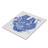 ブルーウィローラッキーキャットコイ池アンティークファンタジー タイル (側面)