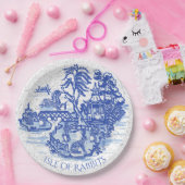 ブルーウィローラビットアイランドお洒落クラシックアート ペーパープレート (パーティー)