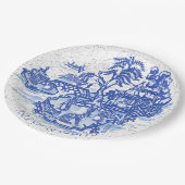 ブルーウィローラビットアイランドお洒落クラシックアート ペーパープレート (アングル)