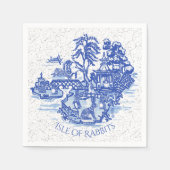 ブルーウィローラビットアイランドお洒落クラックルルルック スタンダードカクテルナプキン (正面)