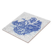 ブルーウィローラビットアイランドアンティークファンタジーアート タイル (側面)