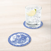 ブルーウィローラビットアイランドアンティークファンタジーアート ラウンドペーパーコースター (インサイチュ)