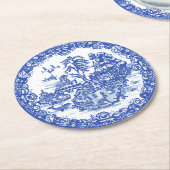 ブルーウィローラビットアイランドアンティークファンタジーアート ラウンドペーパーコースター (アングル)