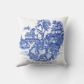 ブルーウィローラビットアイランドホワイトトワお洒落イル クッション (裏面)