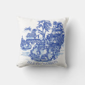 ブルーウィローラビットアイランドホワイトトワお洒落イル クッション (正面)