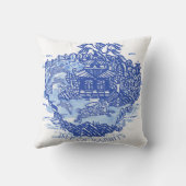 ブルーウィローラビットアイランドホワイトトワお洒落イル クッション (裏面)