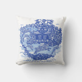 ブルーウィローラビットアイランドホワイトトワお洒落イル クッション (正面)