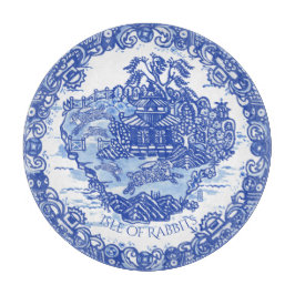 ブルーウィローラビットアイランドホワイトトワお洒落ールクー カッティングボード