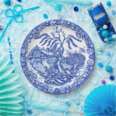 ブルーウィローリス鳥キツネアジアの寺庭 ペーパープレート (パーティー)