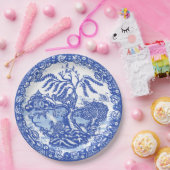 ブルーウィローリス鳥キツネアジアの寺庭 ペーパープレート (パーティー)